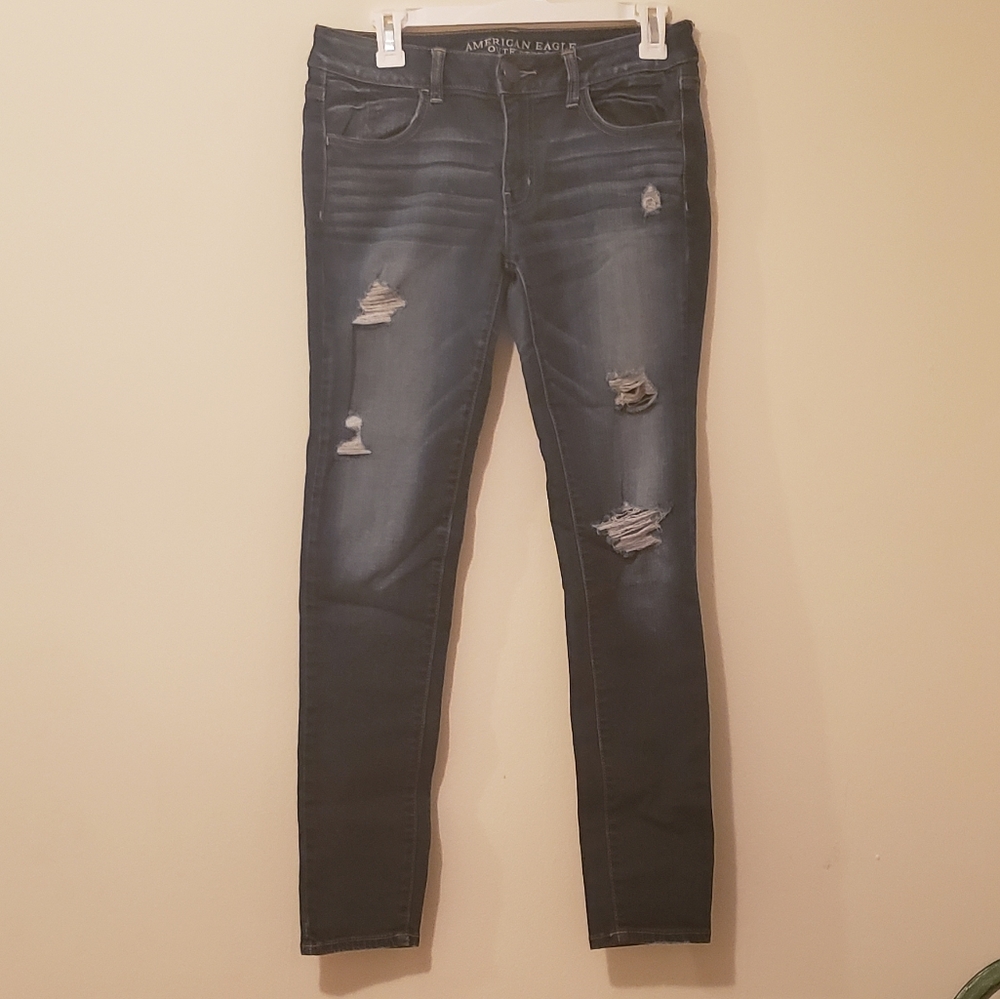 Medium Blue Skinny Jeans with Rips